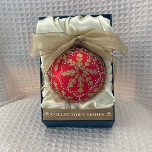 Collectors Series Oversized Red Christmas Ball Ornament With Gold Trim ONS